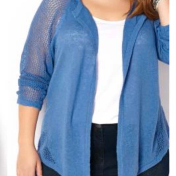 SWEATER, CARDIGAN, DUTCH BLUE, SZ 4X, LONG SLEEVES, COOL MESH, ADDITION ELLE, - Picture 1 of 6